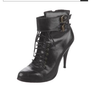 Designer lace-up leather booties